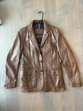 Massimo Dutti Light Brown Sheep Leather Blazer Jacket